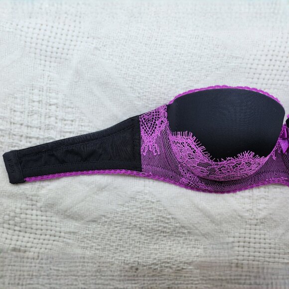 La Senza Black & Purple Lace Underwire Strapless Bra - Picture 4 of 10